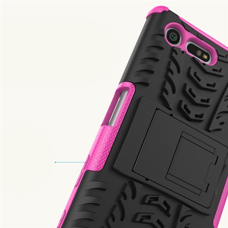contre-oubli PC + Housse hybride TPU avec Kickstand pour Sony Xperia X Compact - Rose-4
