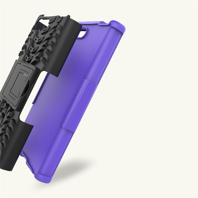 Anti-slip PC + TPU Hybrid Case with Kickstand for Sony Xperia X Compact - Purple-3