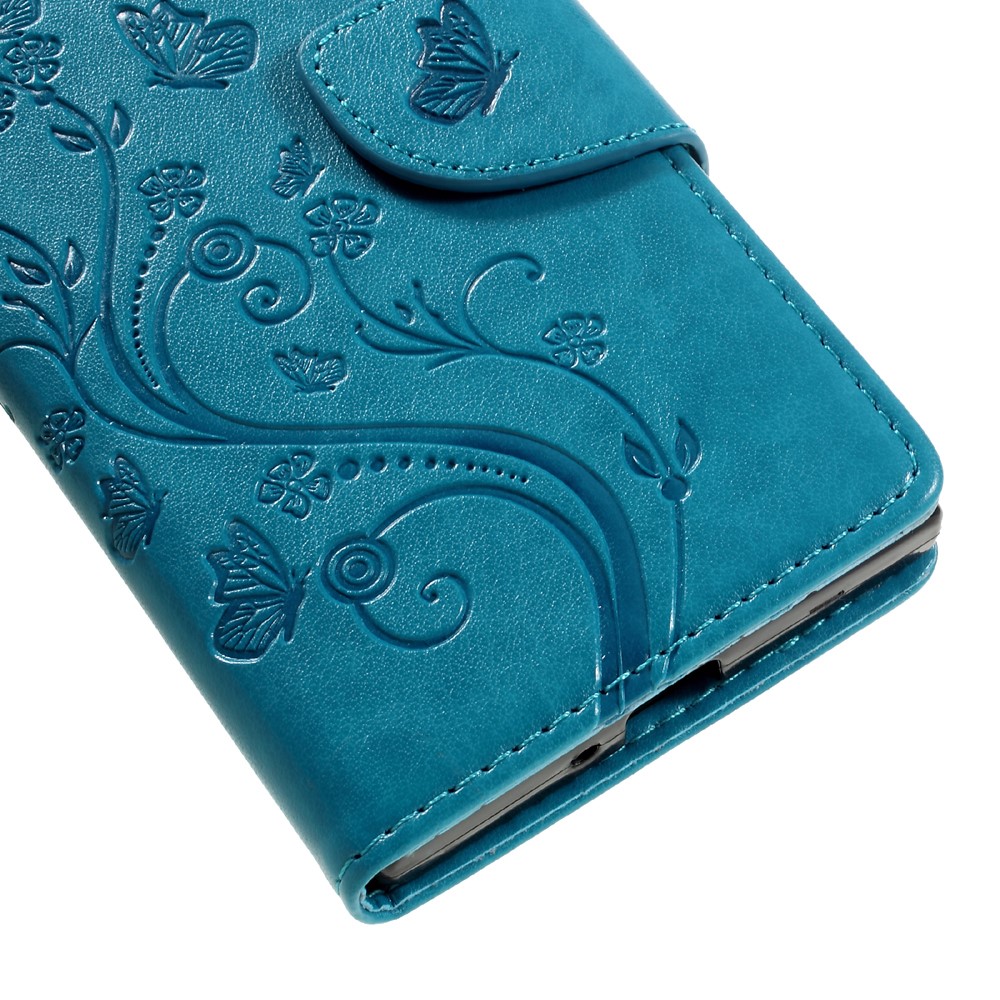 Impressione Custodia Mganteic in pelle farfalla floreale per Sony Xperia XZs / XZ con cordino - Blu-8