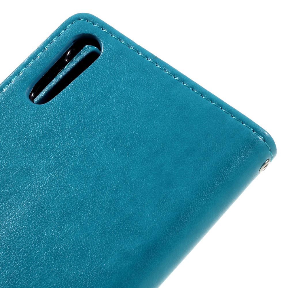 Etui Mganteic En Cuir De Papillon Floral Imprimé Pour Sony Xperia XZS / XZ Avec Lanière - Bleu-9