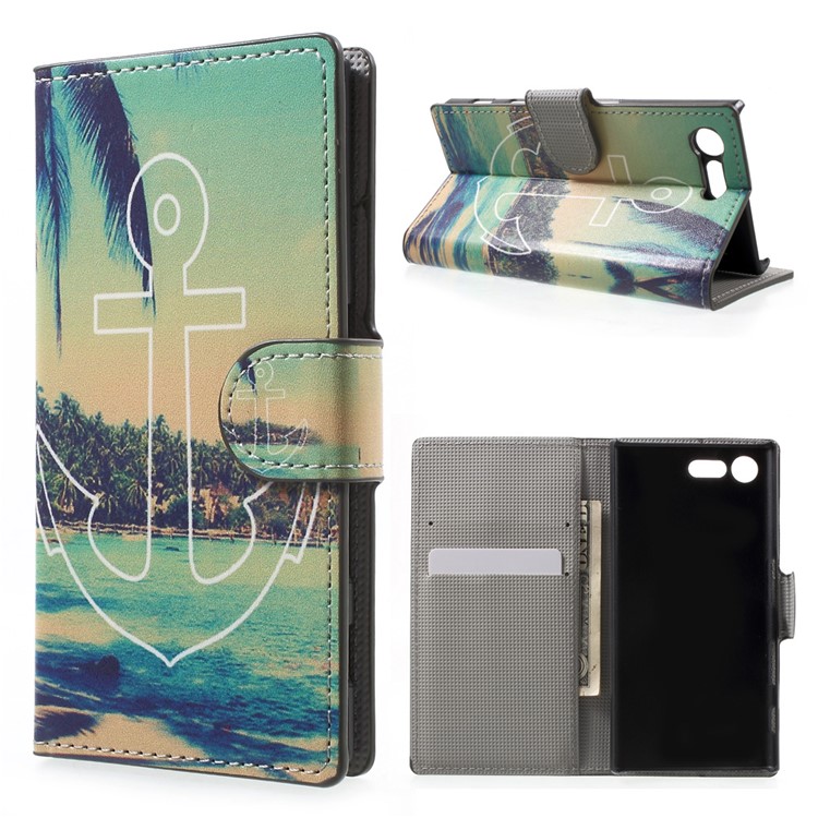 Estuche de cuero con estampado de cuero para Sony Xperia X Compact - anclaanclaje-1