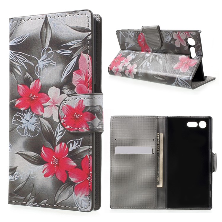 Patterned Leather Wallet Cover for Sony Xperia X Compact - Fresh Flower-1