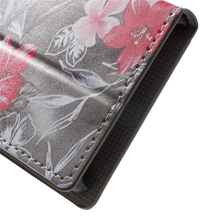 Patterned Leather Wallet Cover for Sony Xperia X Compact - Fresh Flower-8