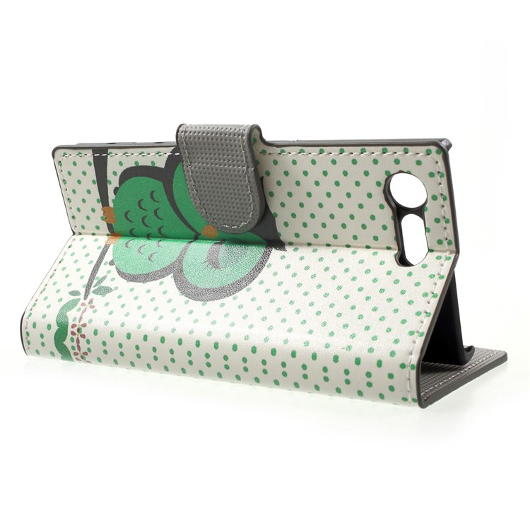 Patterned Leather Wallet Shell for Sony Xperia X Compact - Sleeping Owl-3