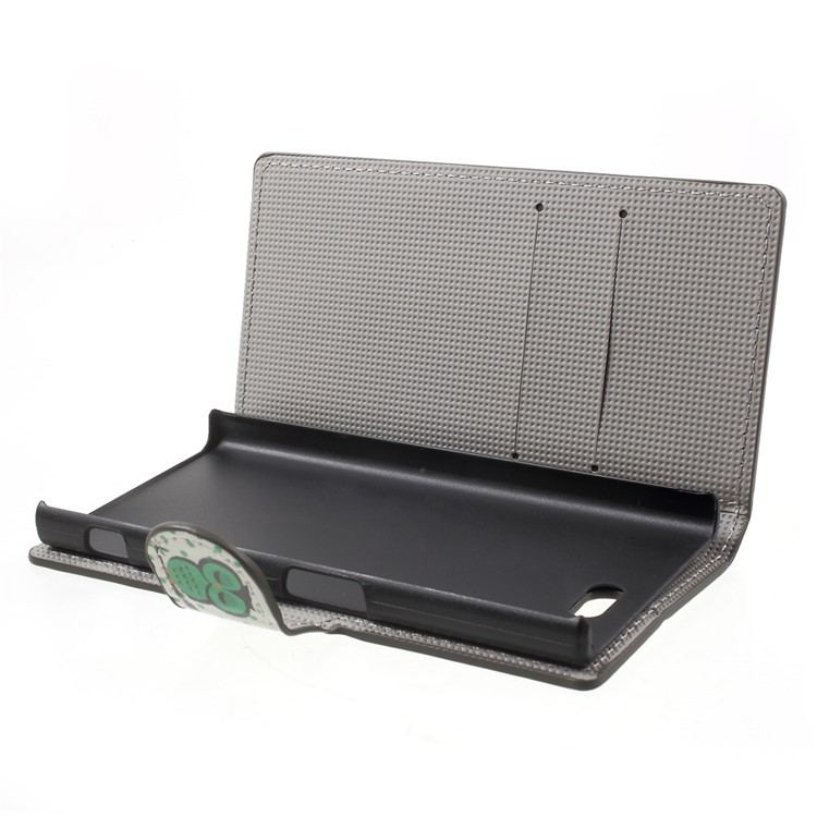Patterned Leather Wallet Shell for Sony Xperia X Compact - Sleeping Owl-5