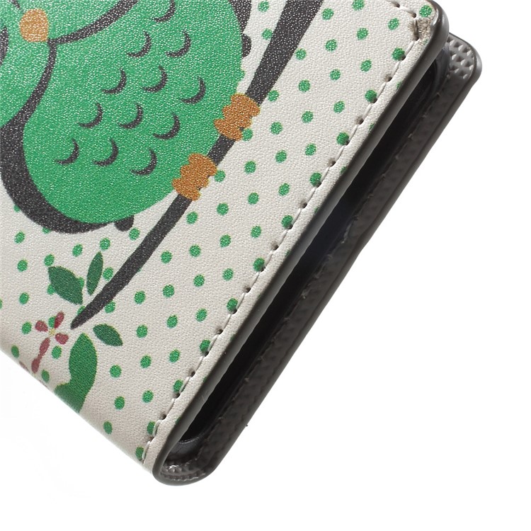 Patterned Leather Wallet Shell for Sony Xperia X Compact - Sleeping Owl-7
