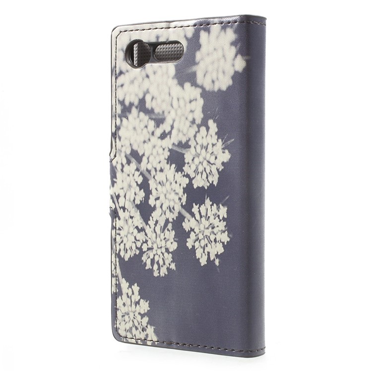 Patterned Leather Wallet Phone Case for Sony Xperia X Compact - Pretty Flowers-2