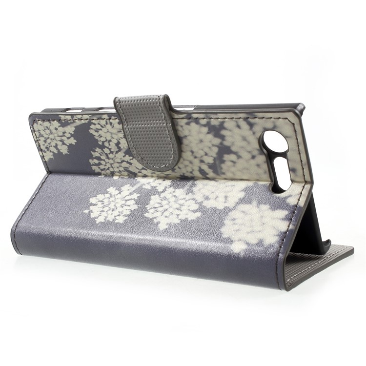 Patterned Leather Wallet Phone Case for Sony Xperia X Compact - Pretty Flowers-3