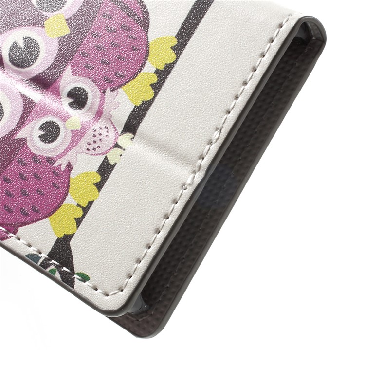 Patterned Leather Wallet Phone Cover for Sony Xperia X Compact - Owl Family-8