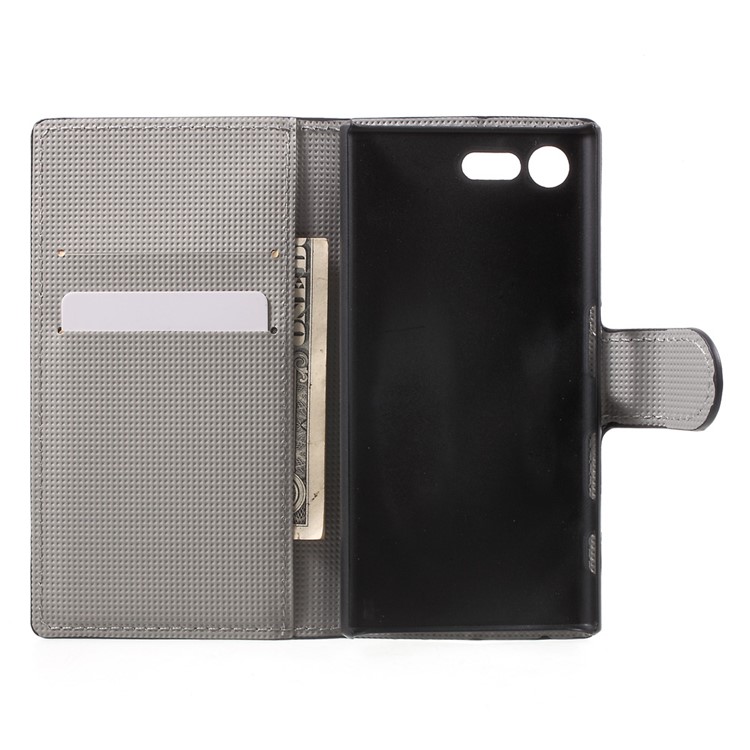 Patterned Leather Wallet Phone Shell for Sony Xperia X Compact - Butterflies and Flowers-4