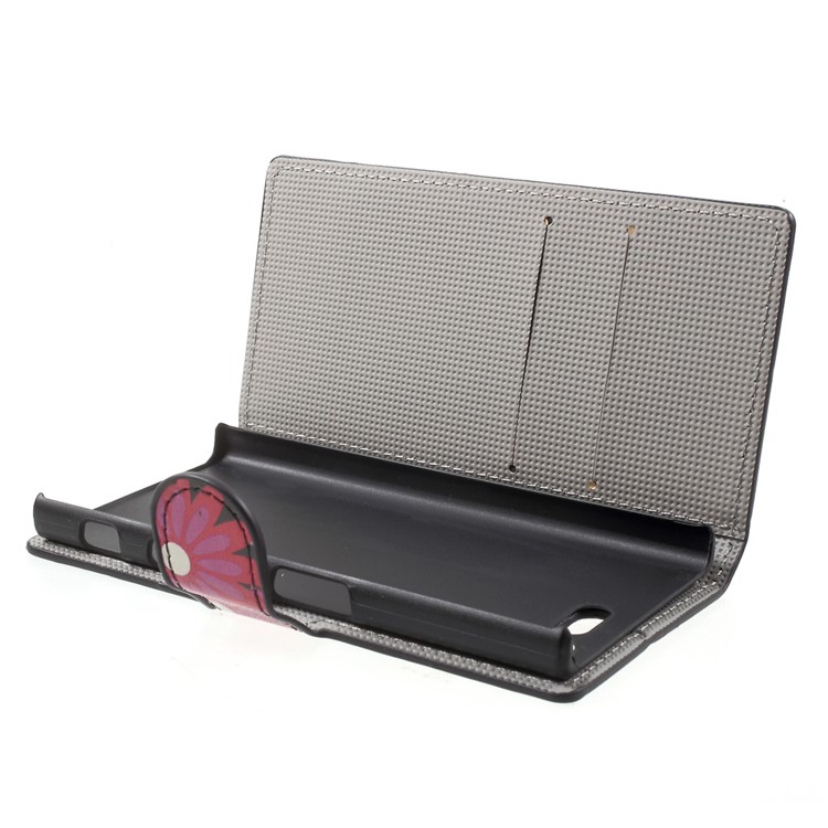 Patterned Leather Wallet Phone Shell for Sony Xperia X Compact - Butterflies and Flowers-5