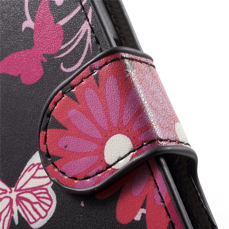 Patterned Leather Wallet Phone Shell for Sony Xperia X Compact - Butterflies and Flowers-7