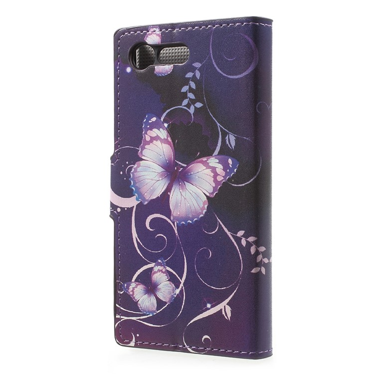 Gemusterte Leder Standschale Für Sony Xperia X Compact - Verträumte Schmetterlinge-2