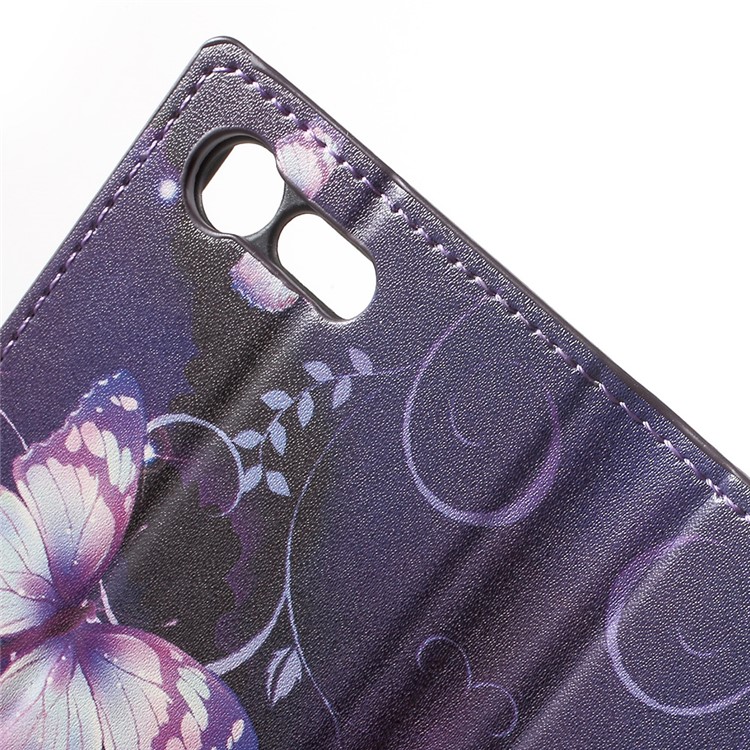 Gemusterte Leder Standschale Für Sony Xperia X Compact - Verträumte Schmetterlinge-6