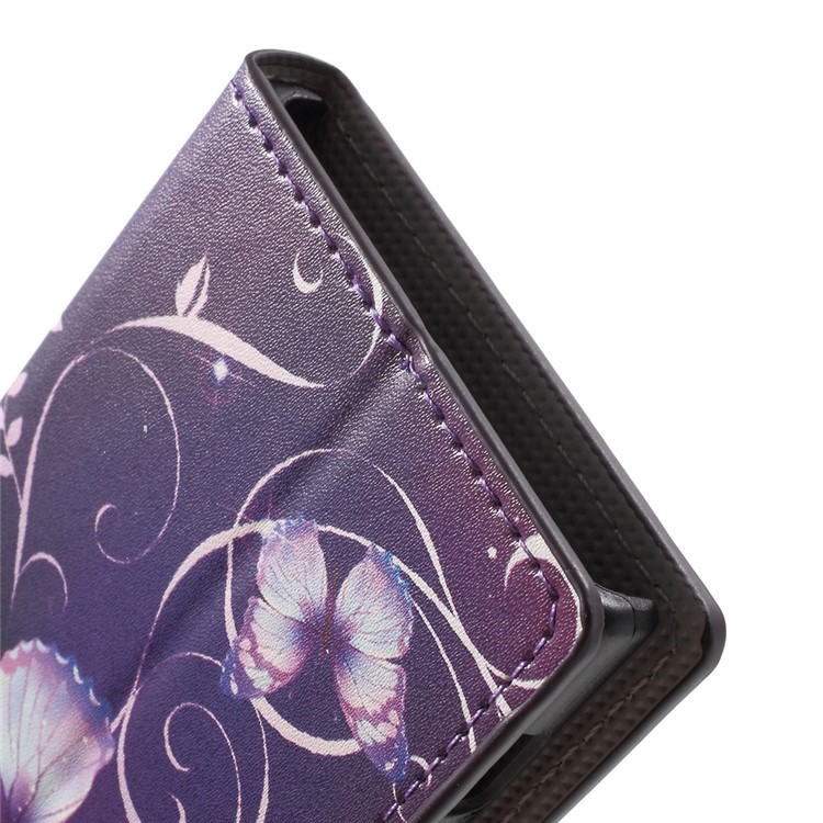 Gemusterte Leder Standschale Für Sony Xperia X Compact - Verträumte Schmetterlinge-8
