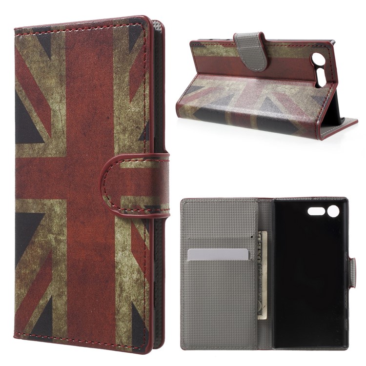 Patterned Leather Card Holder Case for Sony Xperia X Compact - UK Flag-1