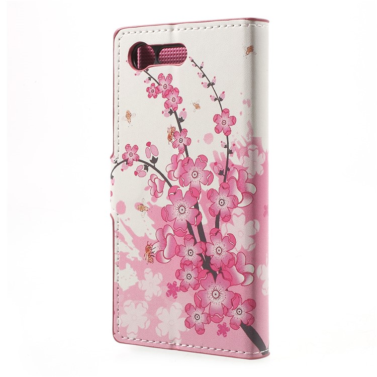 Wallet Leather Protector Shell for Sony Xperia X Compact - Peach Blossom-2