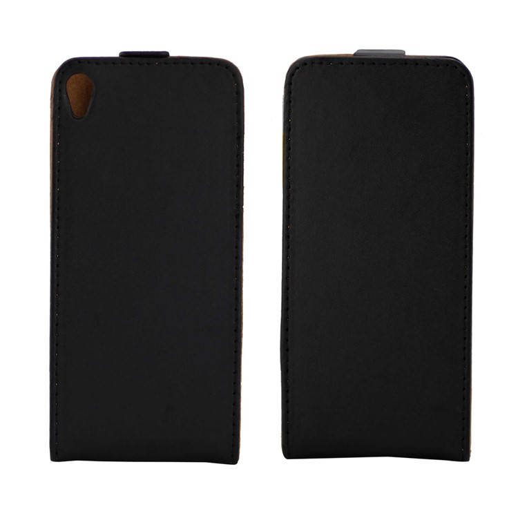 Vertical Flip Leather Phone Cover Case for Sony Xperia E5 - Black-2