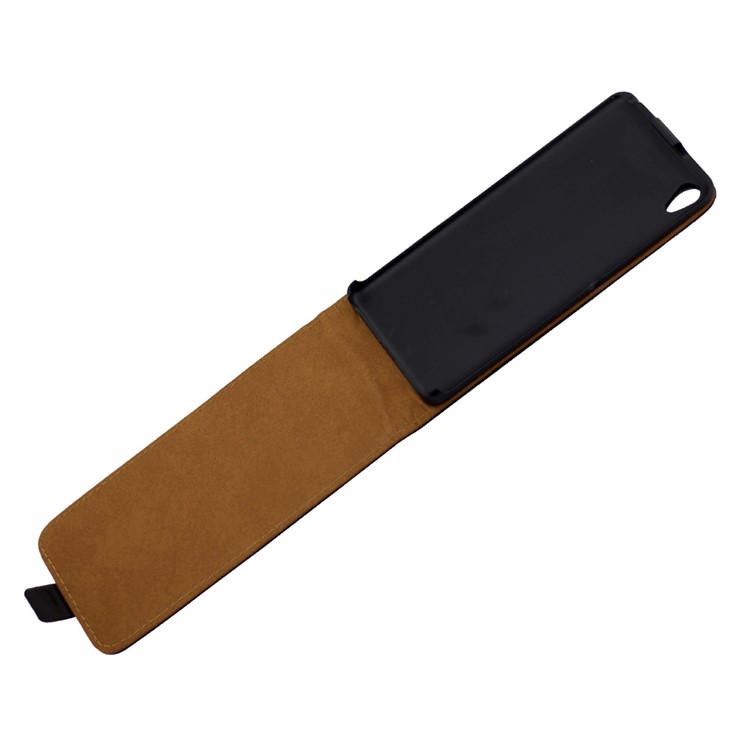 Vertical Flip Leather Phone Cover Case for Sony Xperia E5 - Black-4