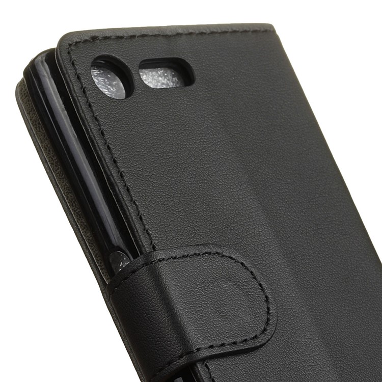 For Sony Xperia X Compact Protective Wallet Leather Case Stand - Black-3