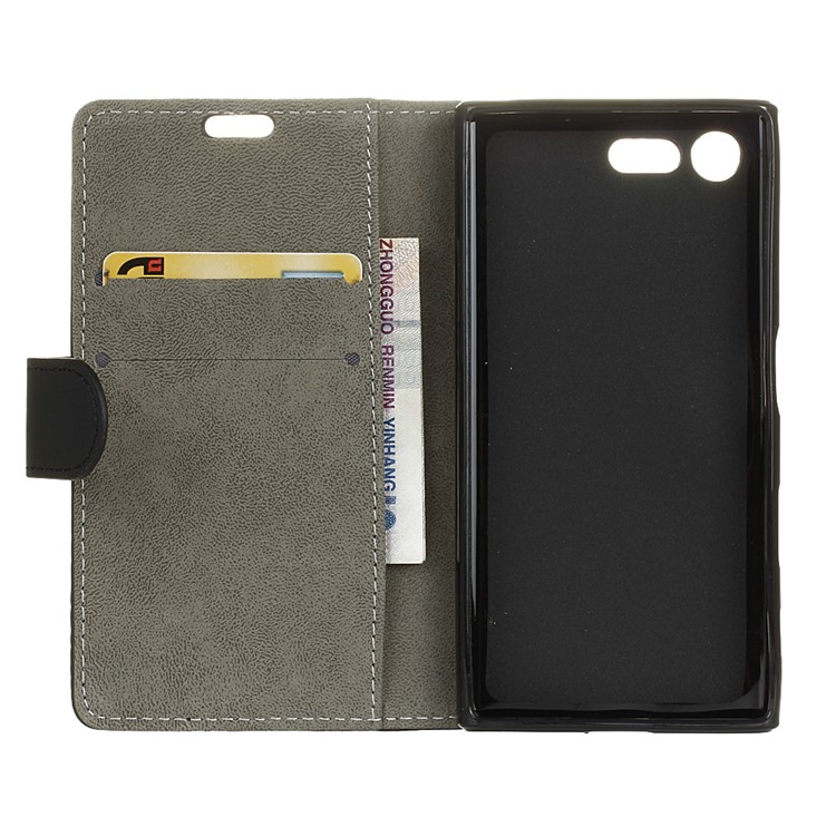 For Sony Xperia X Compact Protective Wallet Leather Case Stand - Black-4
