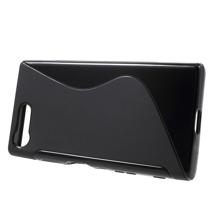 S Shape Soft TPU Case Cover for Sony Xperia X Compact - Black-2