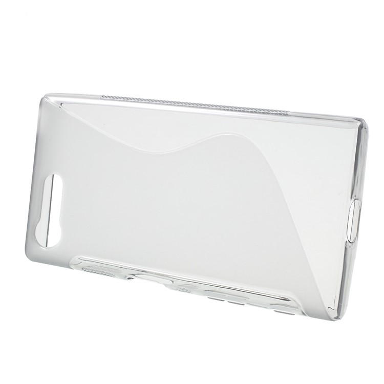 S Shaped Soft TPU caso do telefone móvel para Sony Xperia X Compact - cinza-2