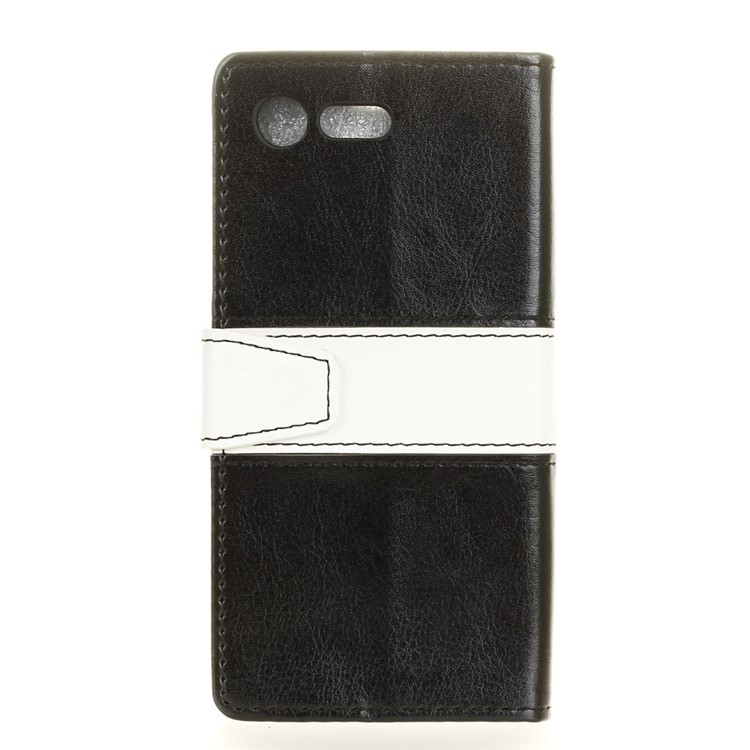 Two-color Wallet Stand Leather Phone Case for Sony Xperia X Compact - Black-2