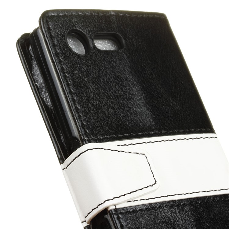 Two-color Wallet Stand Leather Phone Case for Sony Xperia X Compact - Black-3