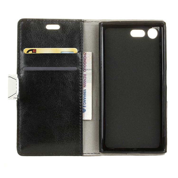 Two-color Wallet Stand Leather Phone Case for Sony Xperia X Compact - Black-4
