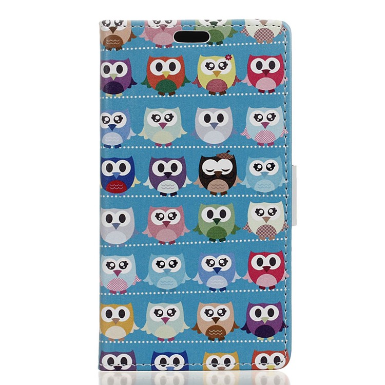 Pattern Printing Wallet Leather Case for Sony Xperia X Compact - Multiple Colorful Owls-1