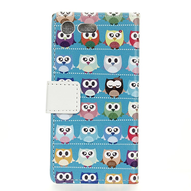 Pattern Printing Wallet Leather Case for Sony Xperia X Compact - Multiple Colorful Owls-2