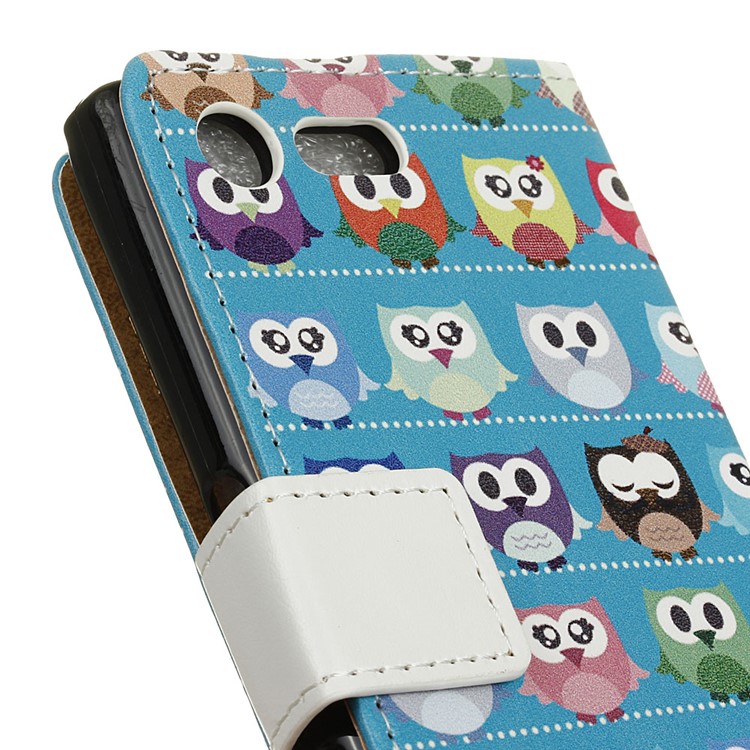 Pattern Printing Wallet Leather Case for Sony Xperia X Compact - Multiple Colorful Owls-3