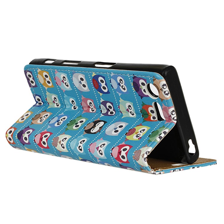 Pattern Printing Wallet Leather Case for Sony Xperia X Compact - Multiple Colorful Owls-4