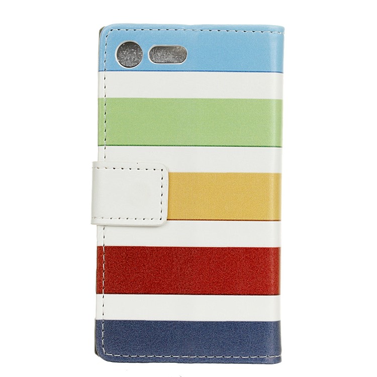 Pattern Printing Wallet Leather Case for Sony Xperia X Compact - Colorful Stripes-2