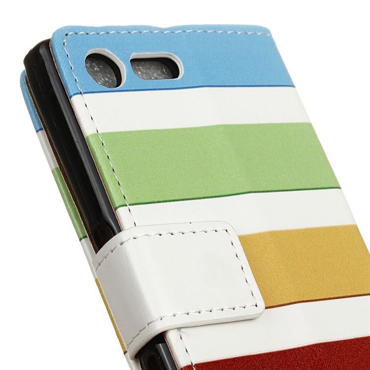 Pattern Printing Wallet Leather Case for Sony Xperia X Compact - Colorful Stripes-3