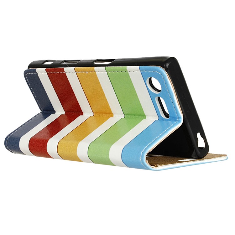 Pattern Printing Wallet Leather Case for Sony Xperia X Compact - Colorful Stripes-4