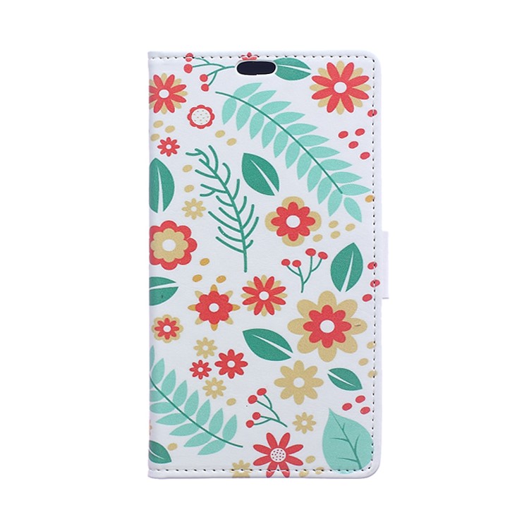 For Sony Xperia X Compact Stand Wallet Leather Phone Case - Flowers and Leaves-1