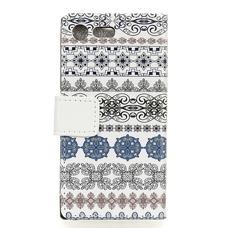 Leather Wallet Stand Cover Case for Sony Xperia X Compact - Arabic Floral Pattern-2