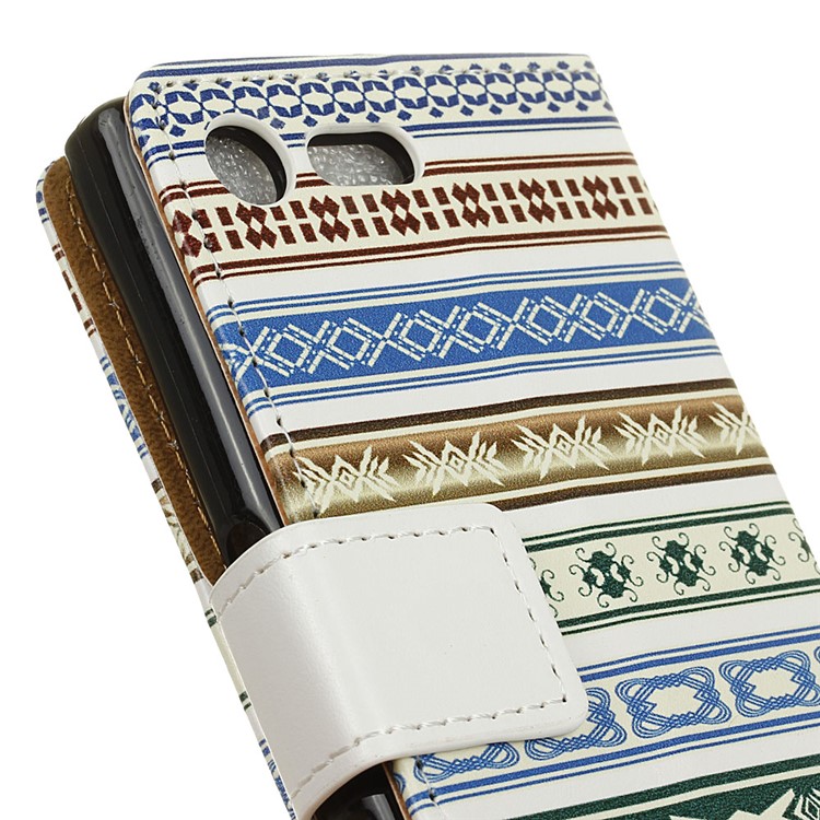 Patterned Leather Case with Card Slots for Sony Xperia X Compact - Ethnic Style Pattern-3