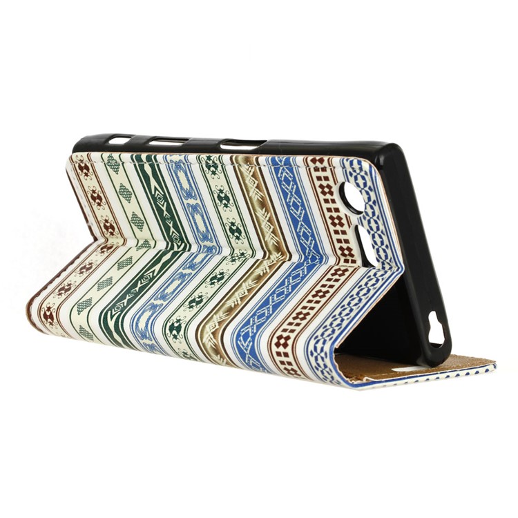 Patterned Leather Case with Card Slots for Sony Xperia X Compact - Ethnic Style Pattern-4