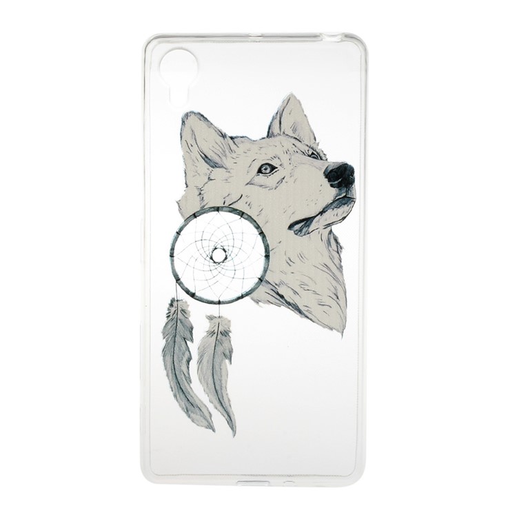 Pattern Printing TPU Gel Case for Sony Xperia X - Wolf and Dream Catcher-1
