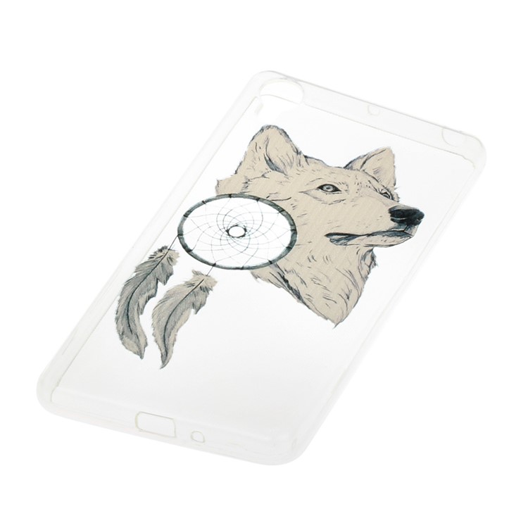 Pattern Printing TPU Gel Case for Sony Xperia X - Wolf and Dream Catcher-2