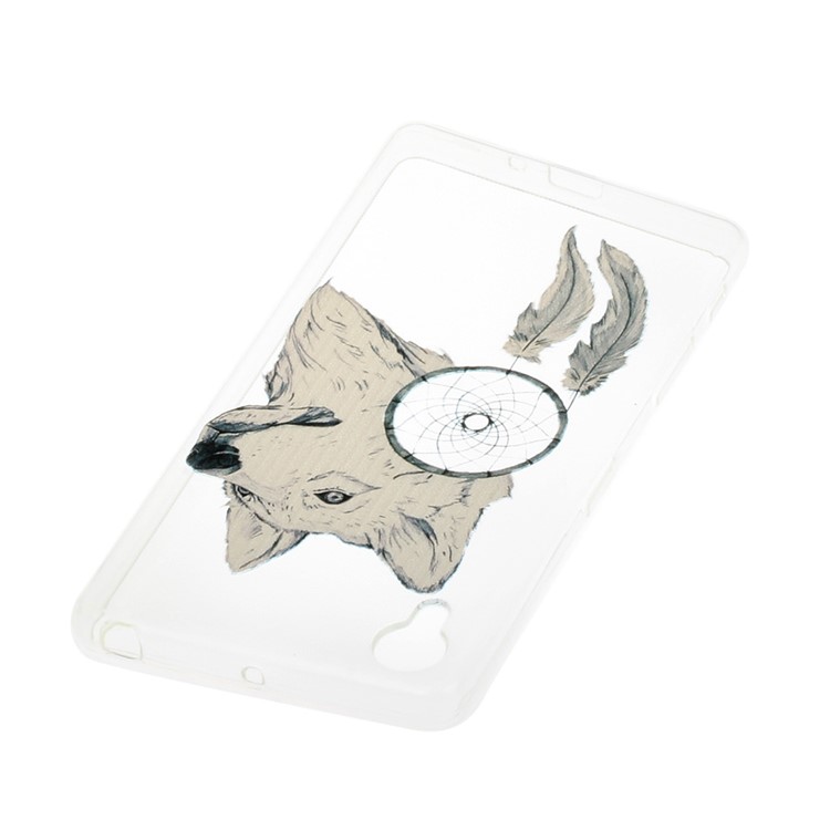 Pattern Printing TPU Gel Case for Sony Xperia X - Wolf and Dream Catcher-3