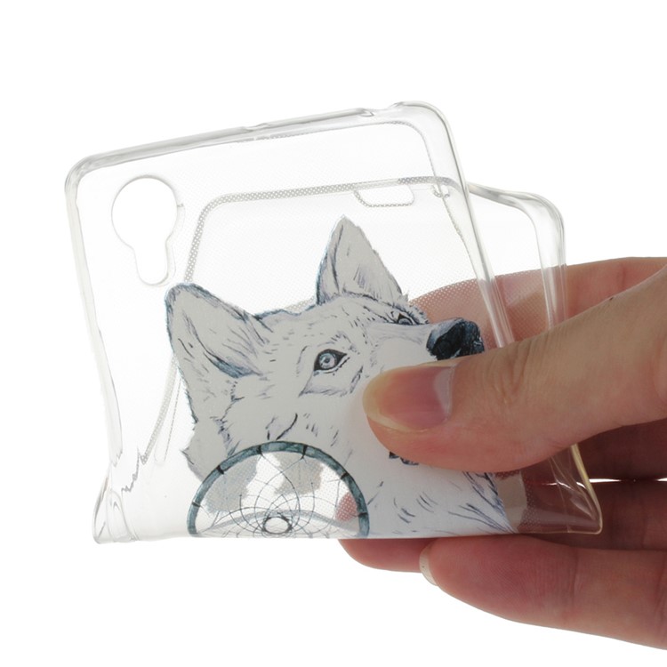 Pattern Printing TPU Gel Case for Sony Xperia X - Wolf and Dream Catcher-4