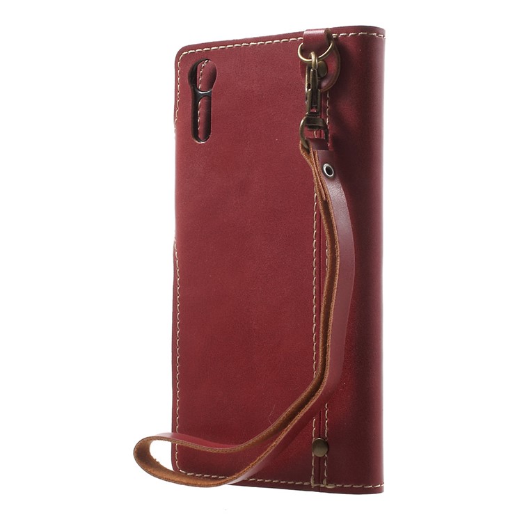 Wallet Leather Mobile Phone Case Accessory for Sony Xperia XZs / XZ - Red-2