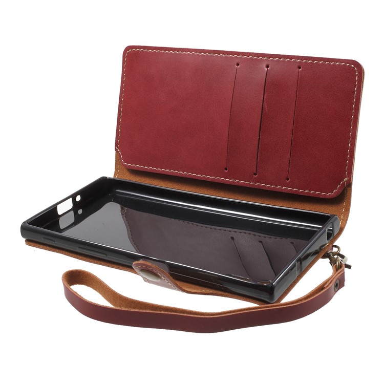 Wallet Leather Mobile Phone Case Accessory for Sony Xperia XZs / XZ - Red-5