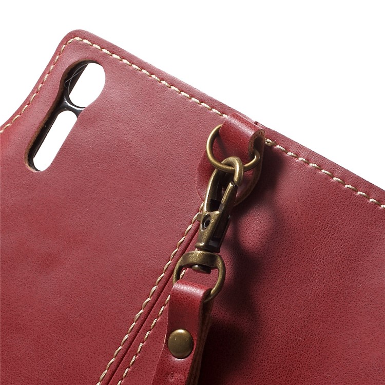 Wallet Leather Mobile Phone Case Accessory for Sony Xperia XZs / XZ - Red-7