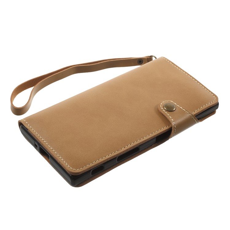 Wallet Leather Cell Accessory Phone Casing for Sony Xperia XZs / XZ - Light Brown-3