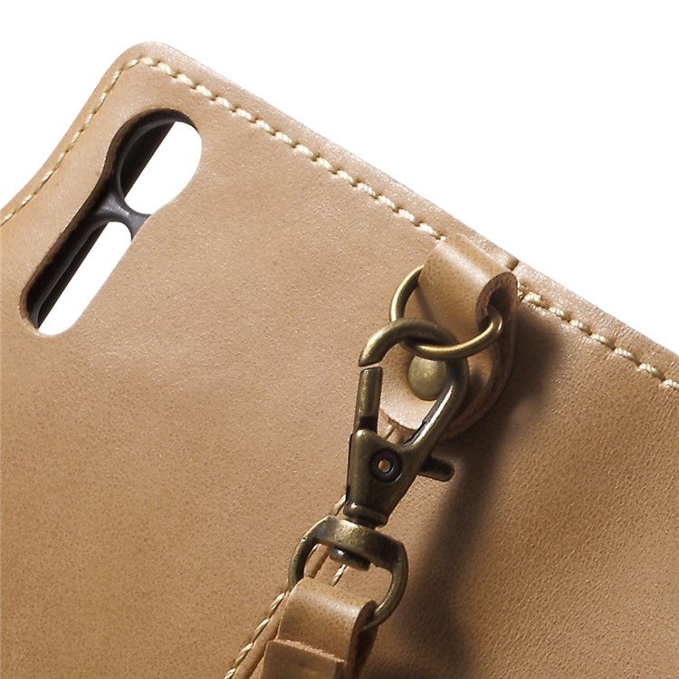 Wallet Leather Cell Accessory Phone Casing for Sony Xperia XZs / XZ - Light Brown-6
